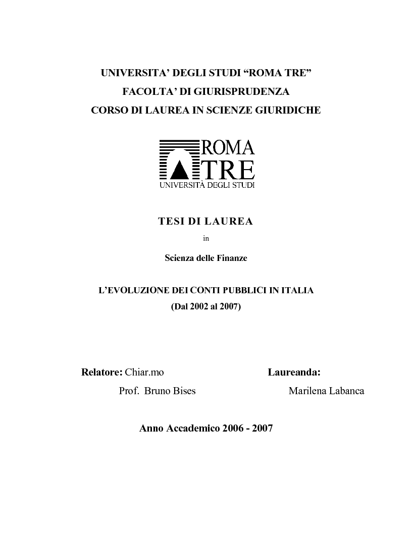 Tesi Di Laurea Scienza Delle Finanze