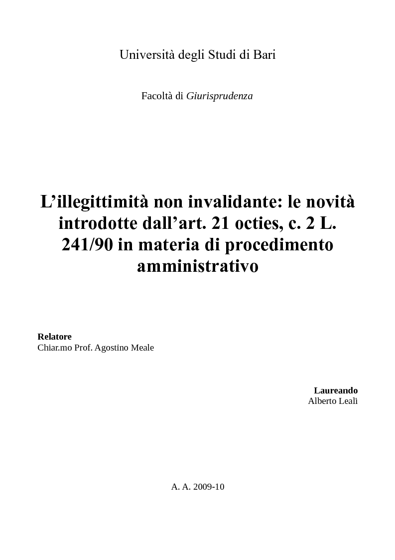 Legge sul procedimento amministrativo
