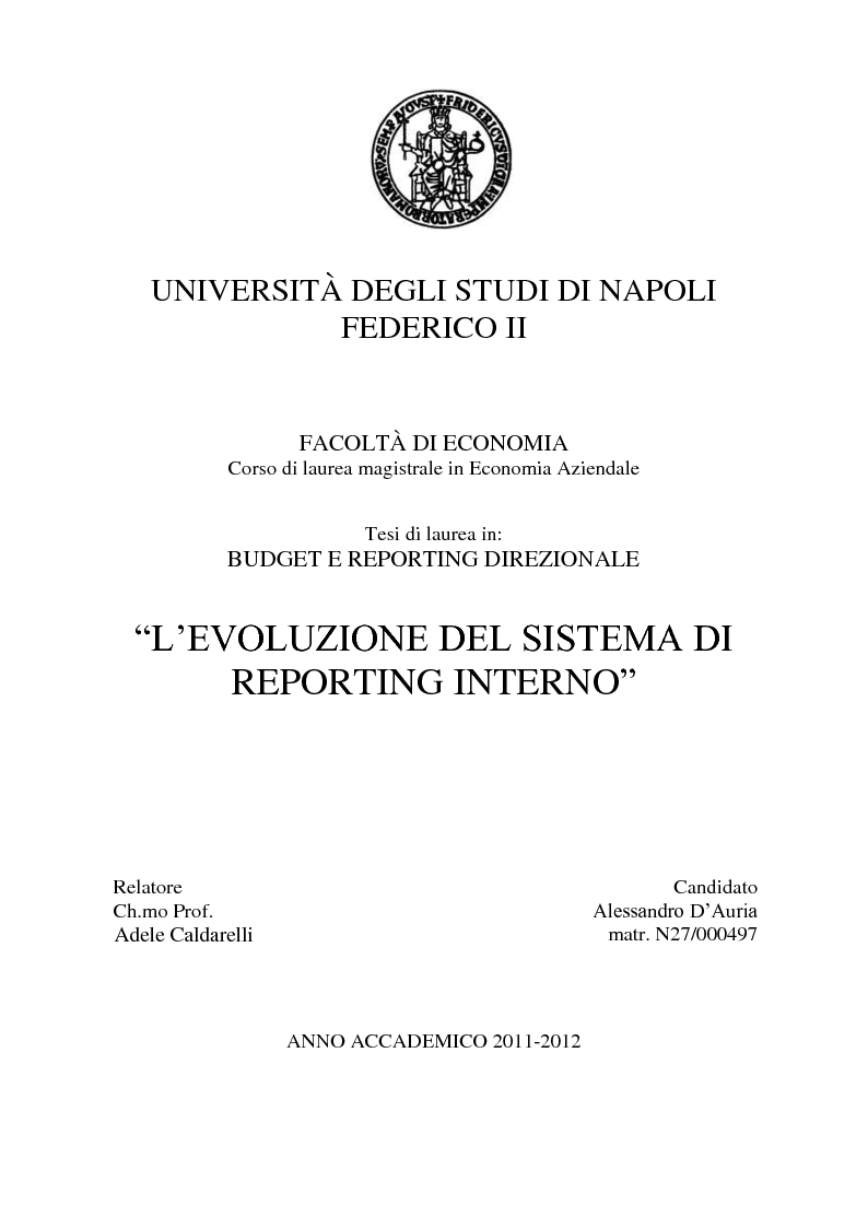 Università Degli Studi Di Napoli Federico Ii Facoltà Di Economia