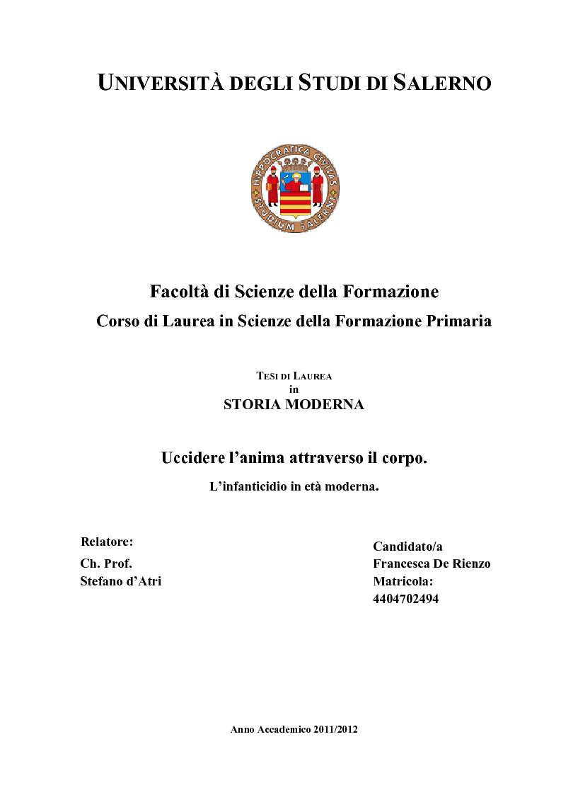 Tesi Scienze Della Formazione Primaria Unifi