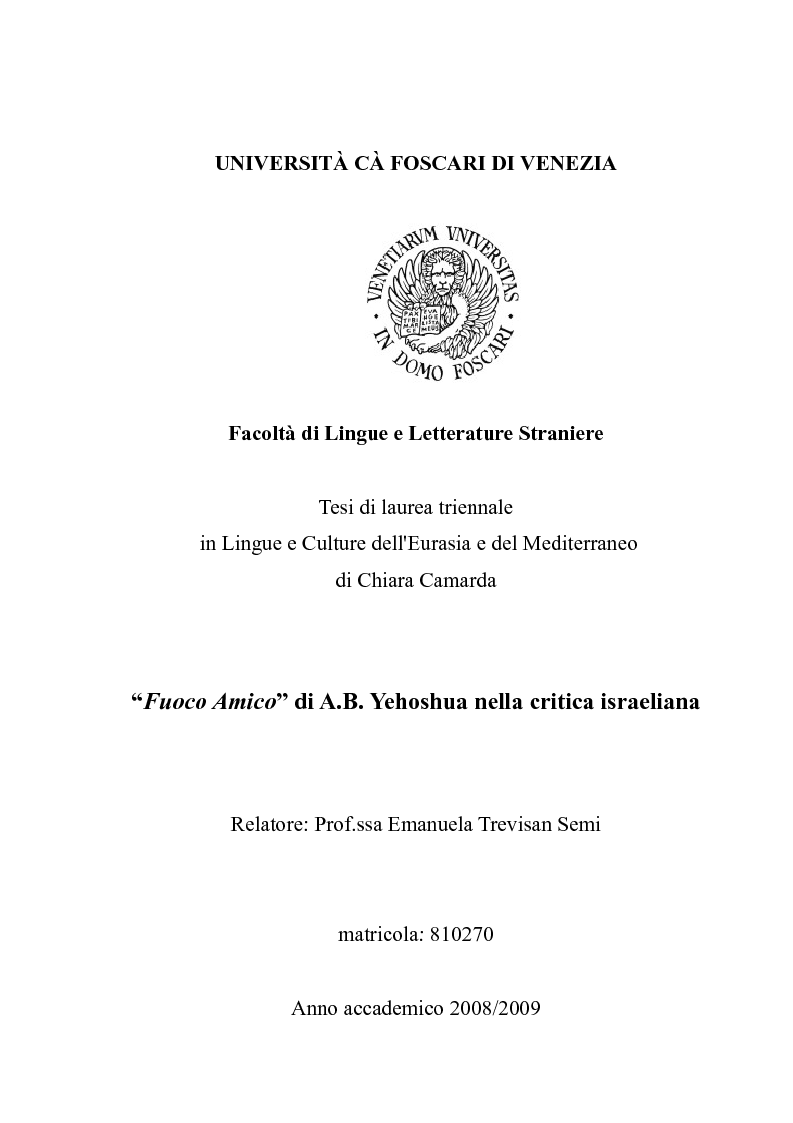 UNIVERSITÀ CÀ FOSCARI DI VENEZIAFacoltà di Lingue e Letterature StraniereTesi di laurea UNIVERSITÀ CÀ FOSCARI DI VENEZIAFacoltà di Lingue e Letterature StraniereTesi di laurea