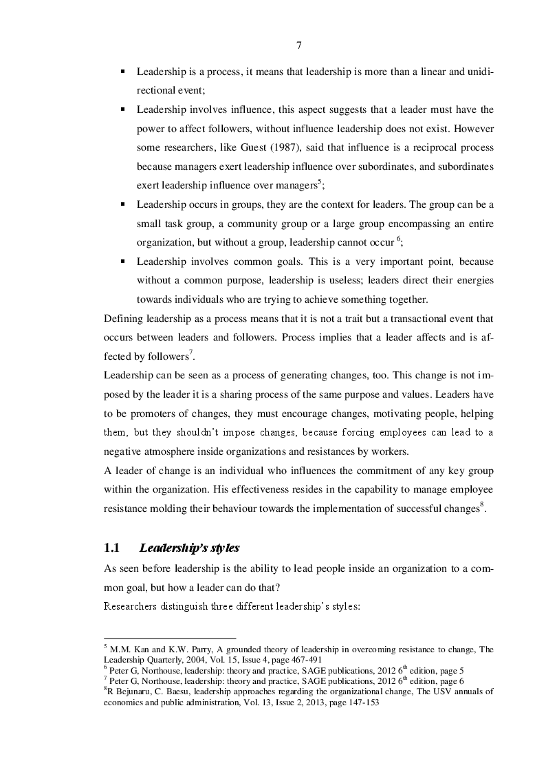 Leadership and Change Management