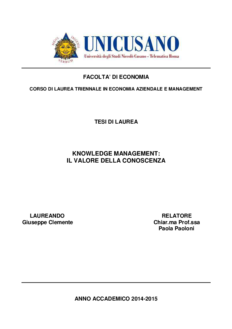 Esempi Di Tesi Di Laurea Triennale Economia