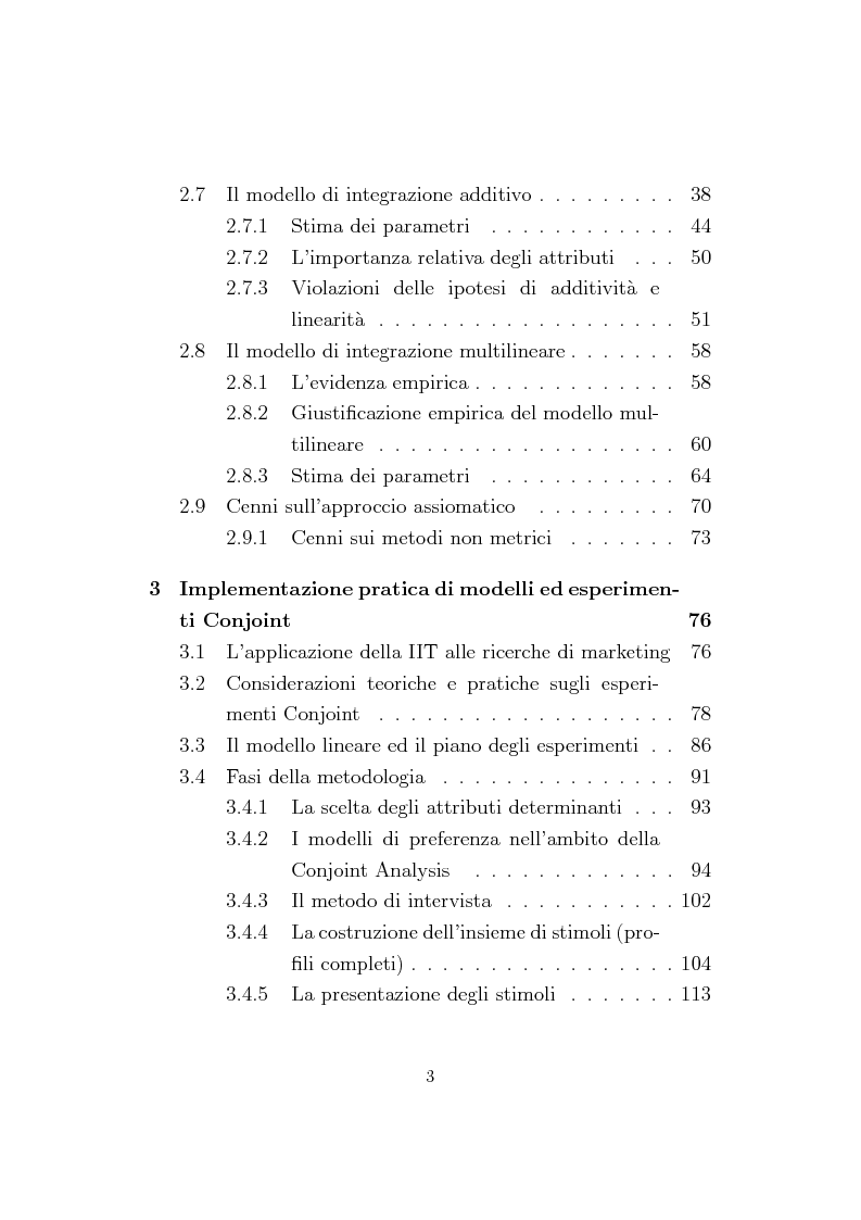 Indice della tesi: La Conjoint Analysis nelle ricerche di marketing, Pagina 2