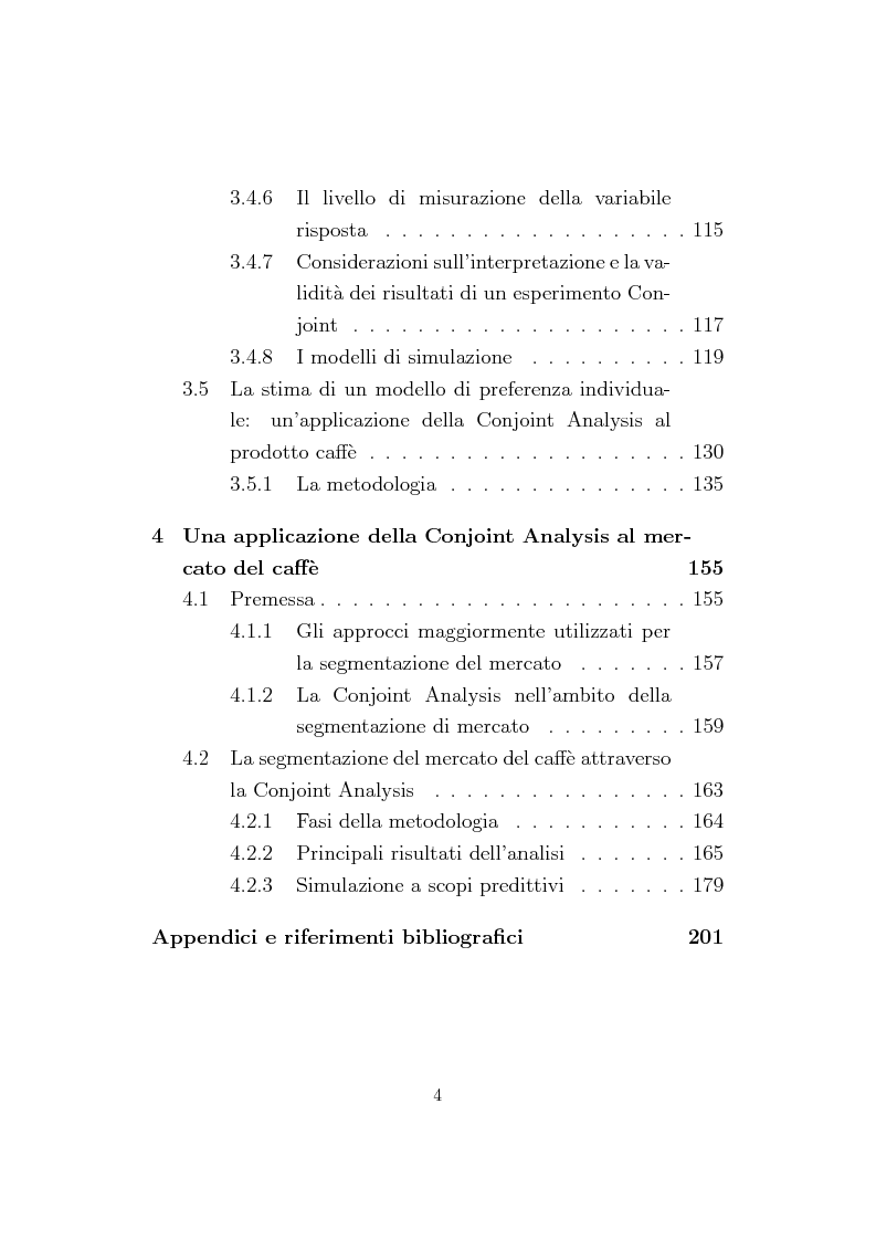 Indice della tesi: La Conjoint Analysis nelle ricerche di marketing, Pagina 3