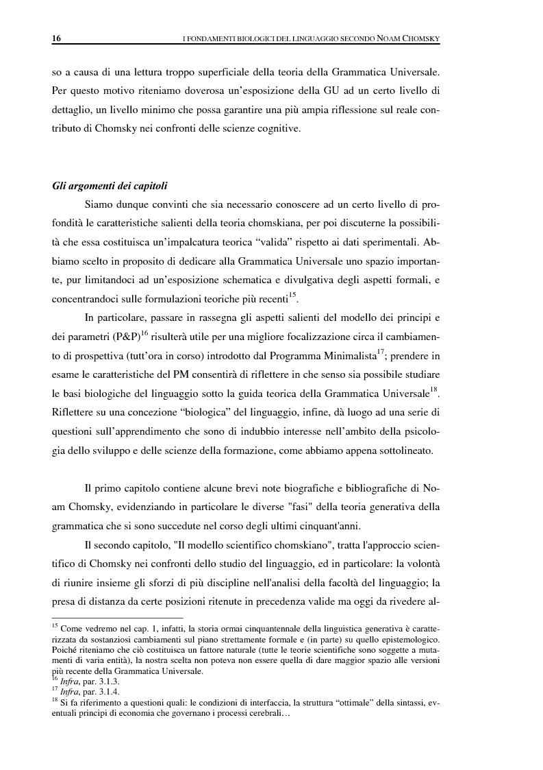 Anteprima della tesi: I fondamenti biologici del linguaggio secondo Noam Chomsky. Grammatica Universale e dati sperimentali., Pagina 8