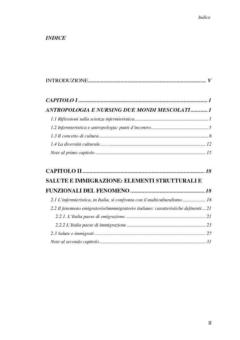 Indice della tesi: Madeleine Leininger e il nursing transculturale, Pagina 1