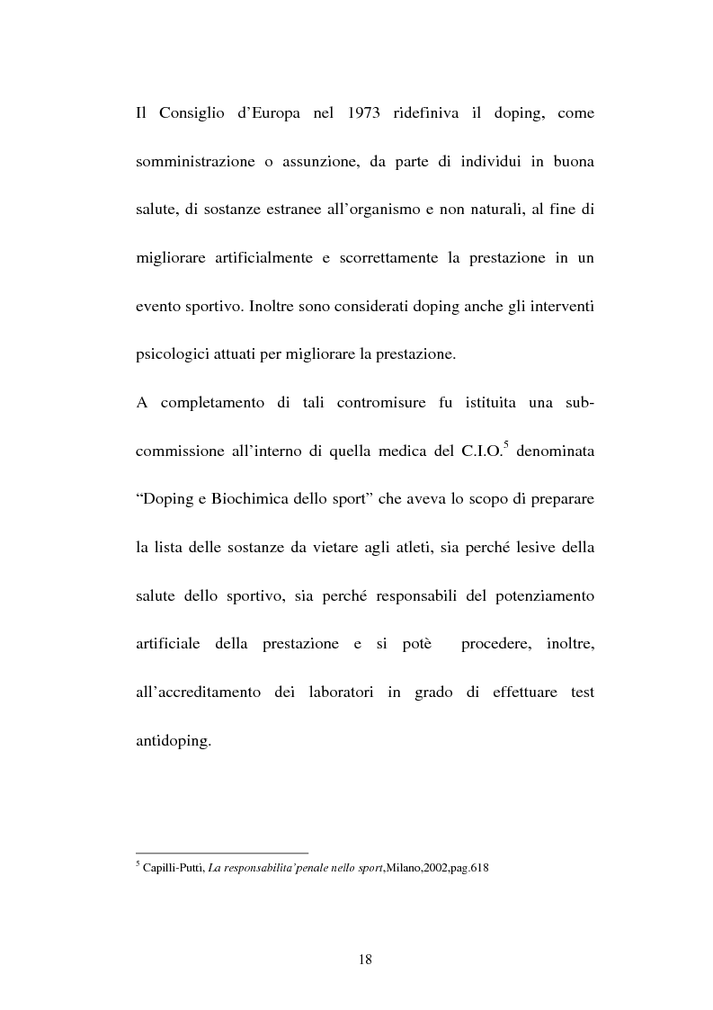 Anteprima della tesi: Attività sportiva e legislazione antidoping, Pagina 14