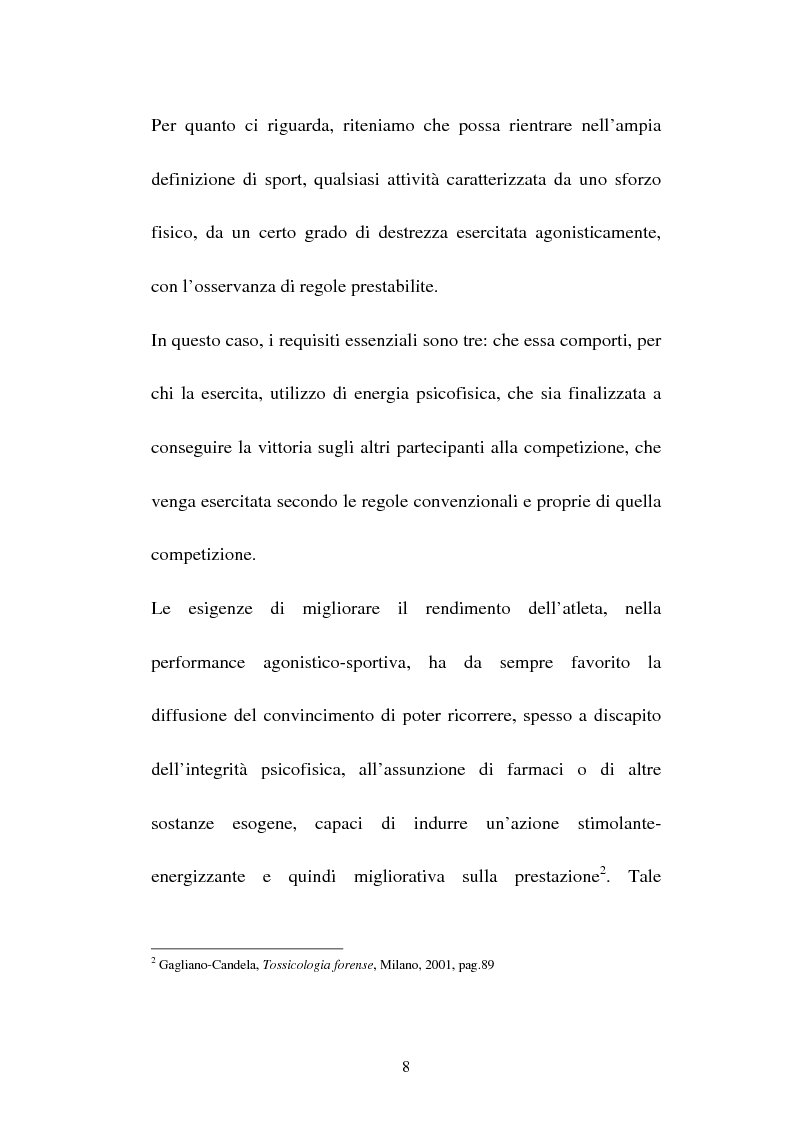 Anteprima della tesi: Attività sportiva e legislazione antidoping, Pagina 4