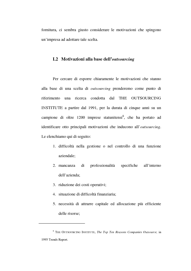 Anteprima della tesi: Outsourcing e relazioni extraorganizzative, Pagina 10