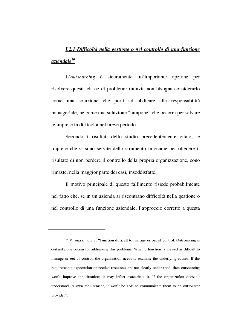 Anteprima della tesi: Outsourcing e relazioni extraorganizzative, Pagina 13