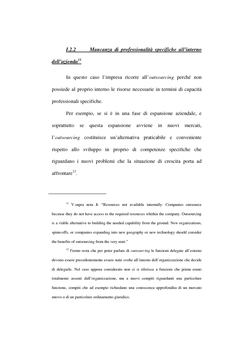 Anteprima della tesi: Outsourcing e relazioni extraorganizzative, Pagina 15