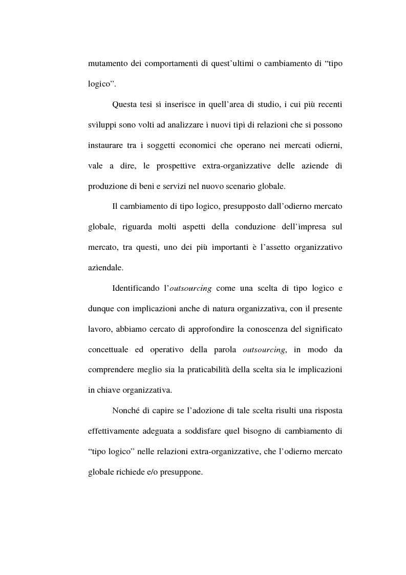 Anteprima della tesi: Outsourcing e relazioni extraorganizzative, Pagina 2