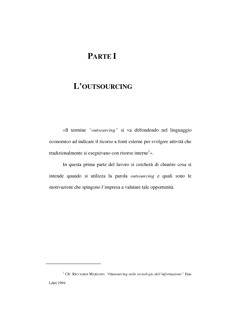 Anteprima della tesi: Outsourcing e relazioni extraorganizzative, Pagina 4