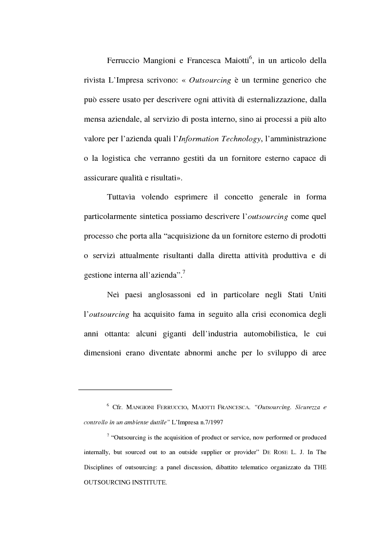 Anteprima della tesi: Outsourcing e relazioni extraorganizzative, Pagina 8