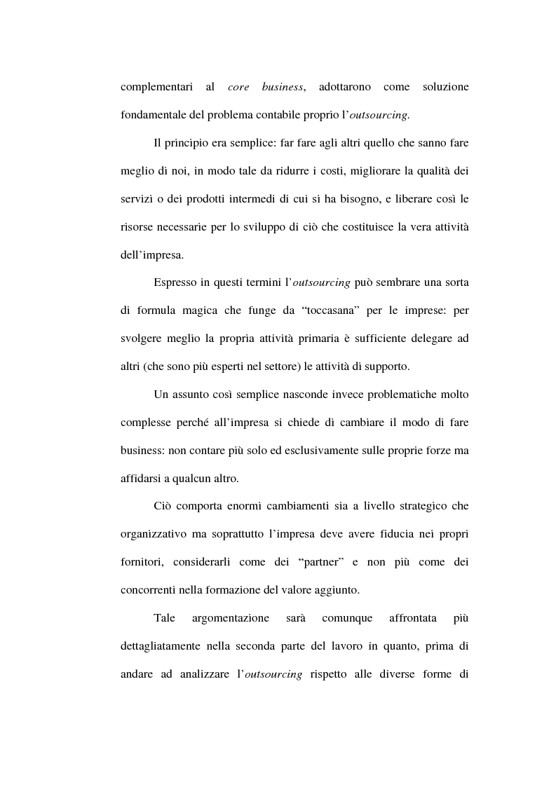 Anteprima della tesi: Outsourcing e relazioni extraorganizzative, Pagina 9