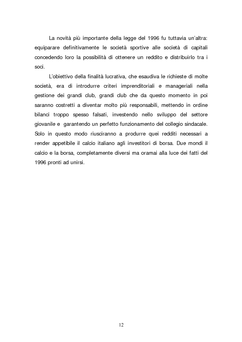Anteprima della tesi: La quotazione in borsa di società calcistiche. Analisi del caso italiano e comparazione europea., Pagina 12