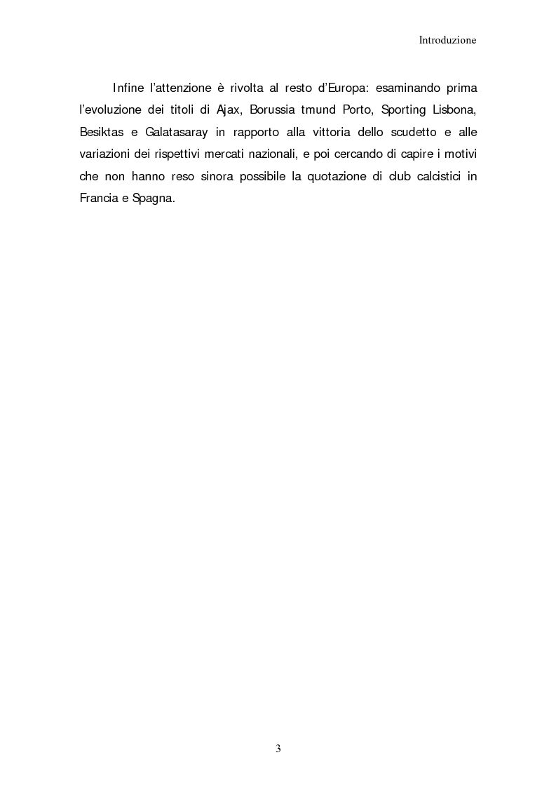Anteprima della tesi: La quotazione in borsa di società calcistiche. Analisi del caso italiano e comparazione europea., Pagina 3