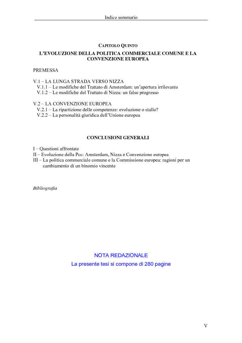 Indice della tesi: Profili giuridici della partecipazione della Comunità Europea all’OMC: l’evoluzione delle competenze esterne, Pagina 4