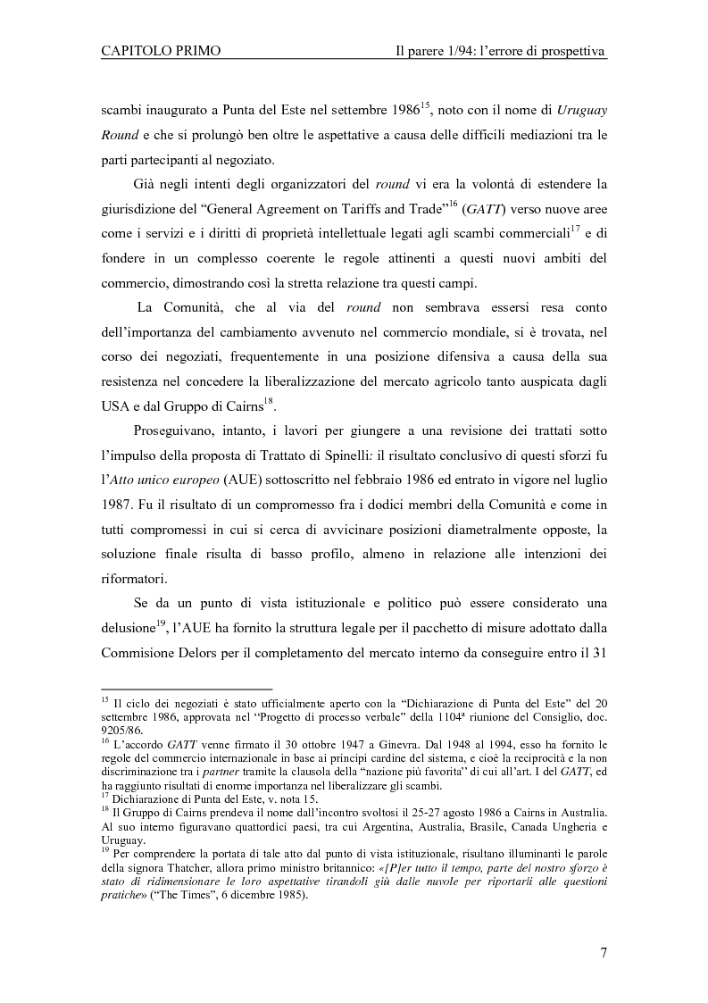 Anteprima della tesi: Profili giuridici della partecipazione della Comunità Europea all’OMC: l’evoluzione delle competenze esterne, Pagina 11