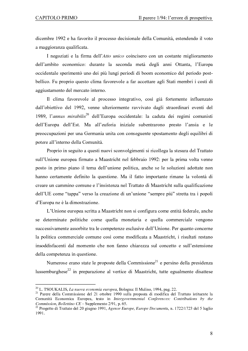 Anteprima della tesi: Profili giuridici della partecipazione della Comunità Europea all’OMC: l’evoluzione delle competenze esterne, Pagina 12
