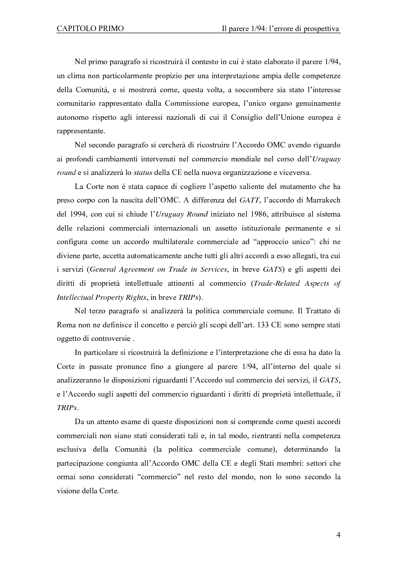 Anteprima della tesi: Profili giuridici della partecipazione della Comunità Europea all’OMC: l’evoluzione delle competenze esterne, Pagina 8