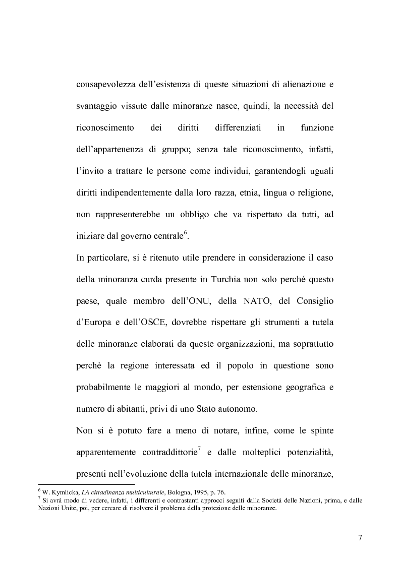 Anteprima della tesi: La tutela delle minoranze nel Diritto Internazionale, il caso dei Curdi di Turchia, Pagina 4