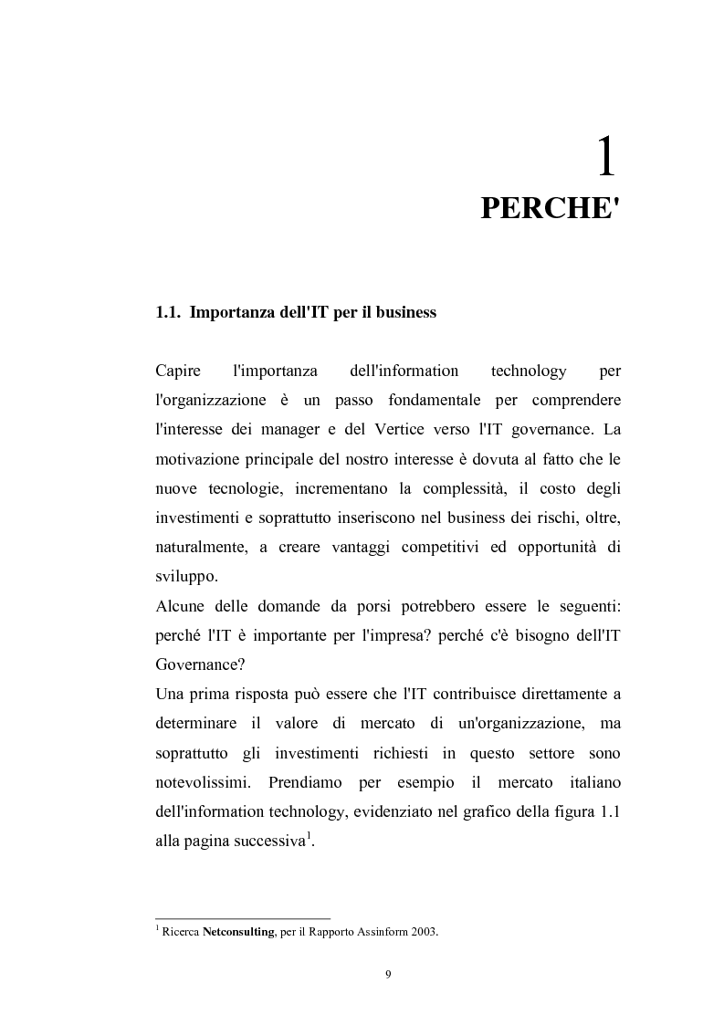 Anteprima della tesi: La metodologia COBIT come supporto del Management per l'IT Governance, Pagina 6