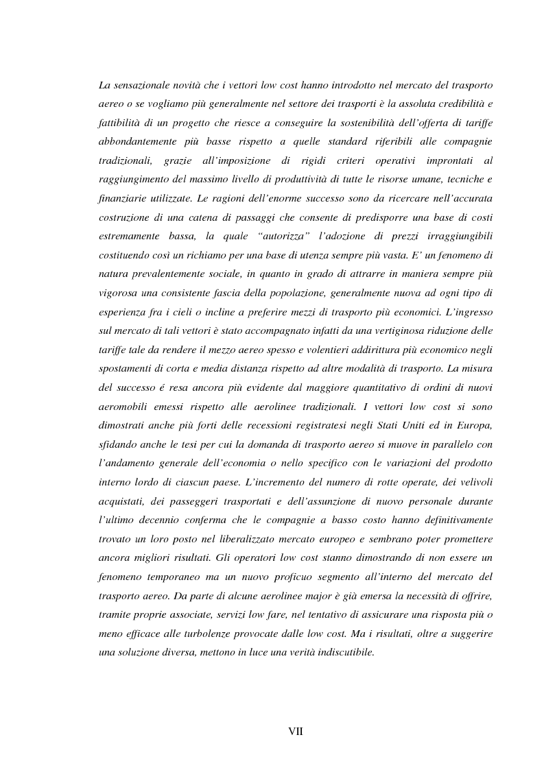 Anteprima della tesi: La recente evoluzione del mercato del trasporto aereo: il fenomeno delle Low Cost Airlines, Pagina 4