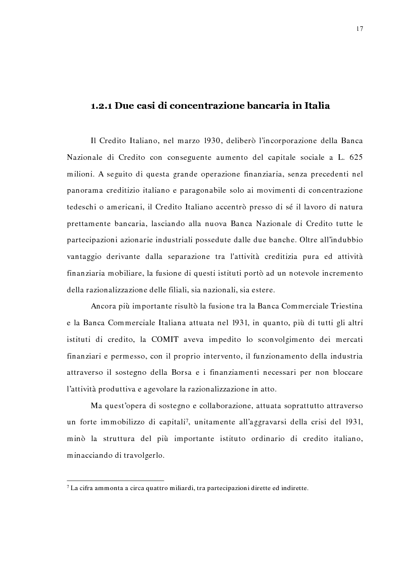 Anteprima della tesi: La concentrazione bancaria in Italia: analisi del processo di evoluzione storica in rapporto alle realtà economiche di altri paesi, Pagina 13