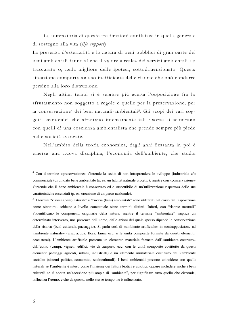 Anteprima della tesi: Il Valore Economico Totale. Rassegna critica e un esempio di applicazione: la fauna selvatica., Pagina 6