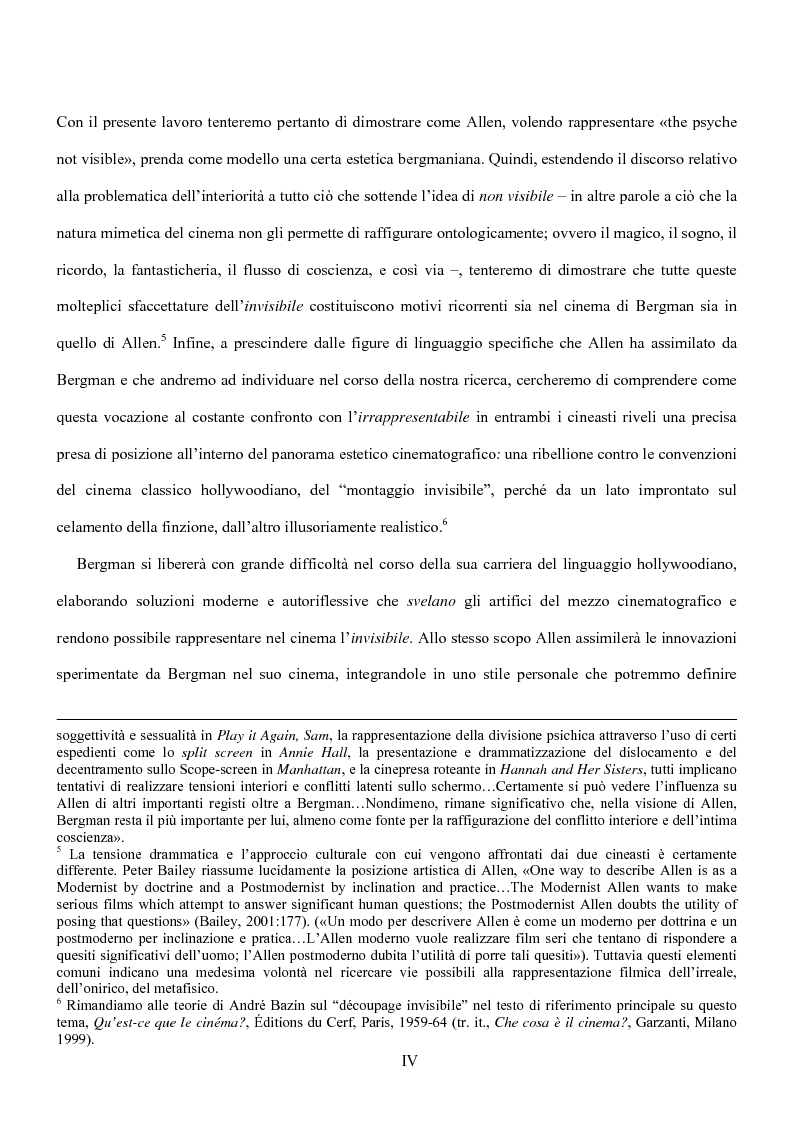 Anteprima della tesi: Influenze della modernità nel cinema di Woody Allen: l'eredità di Ingmar Bergman, Pagina 4