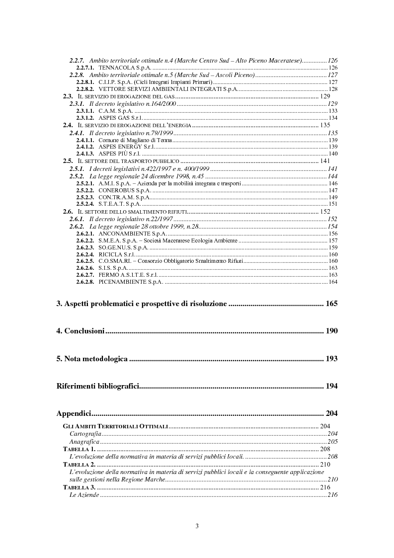 Indice della tesi: Le politiche di liberalizzazione e privatizzazione dei servizi pubblici locali. Il caso della Regione Marche., Pagina 2