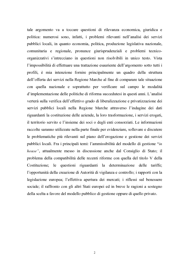 Anteprima della tesi: Le politiche di liberalizzazione e privatizzazione dei servizi pubblici locali. Il caso della Regione Marche., Pagina 2