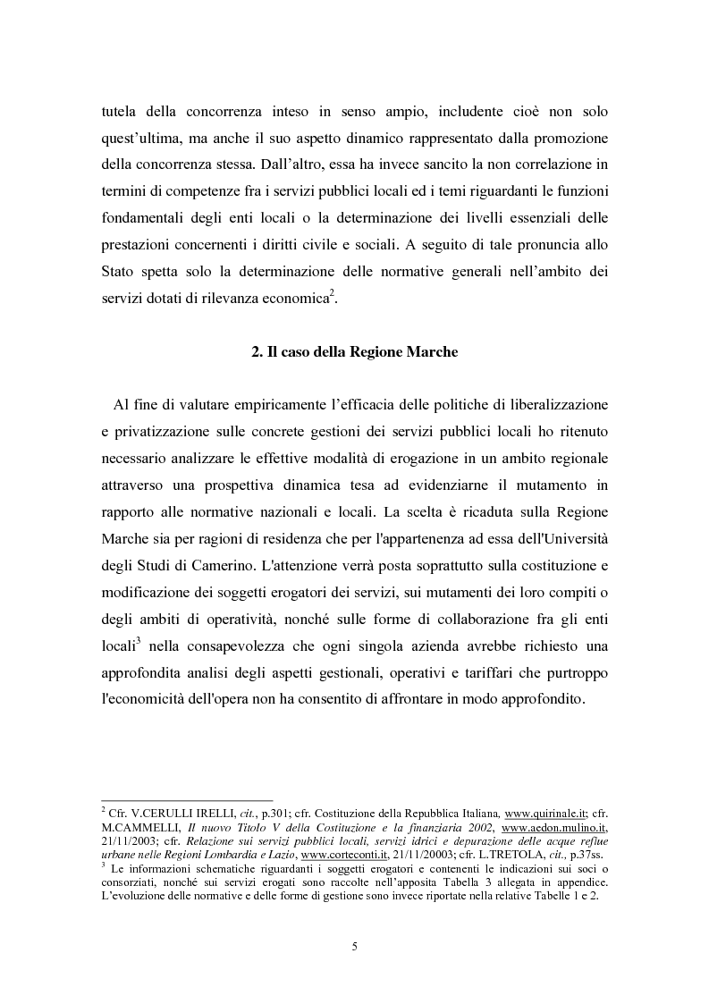 Anteprima della tesi: Le politiche di liberalizzazione e privatizzazione dei servizi pubblici locali. Il caso della Regione Marche., Pagina 5