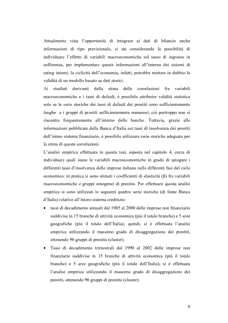 Anteprima della tesi: Ciclicità dell'economia e Rischio di Credito: una verifica empirica sul periodo 1985-2002, Pagina 4