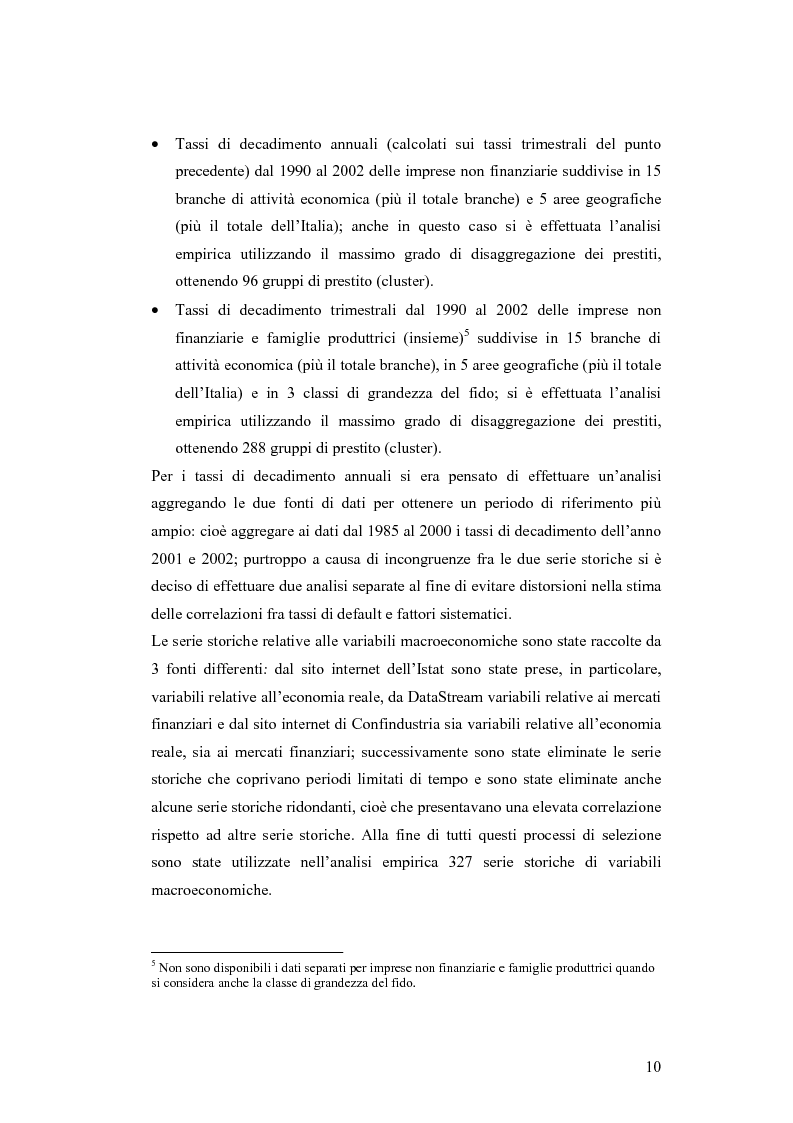 Anteprima della tesi: Ciclicità dell'economia e Rischio di Credito: una verifica empirica sul periodo 1985-2002, Pagina 5