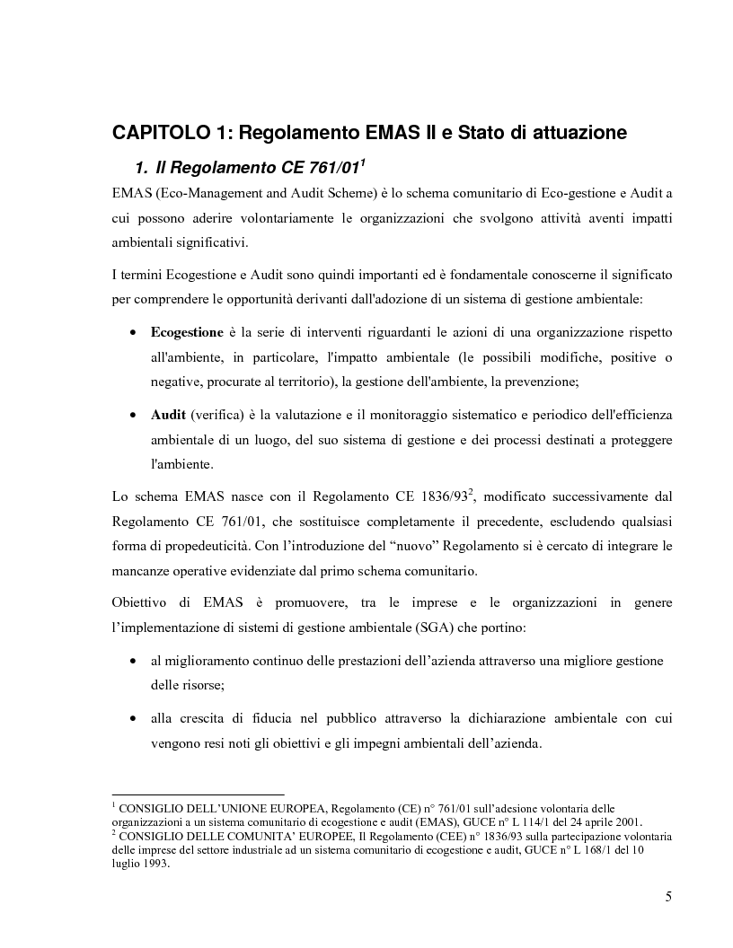 Anteprima della tesi: Il Regolamento Emas II e la certificazione ambientale territoriale applicata al turismo: Il Polo Turistico di Bibione – San Michele al Tagliamento, Pagina 3