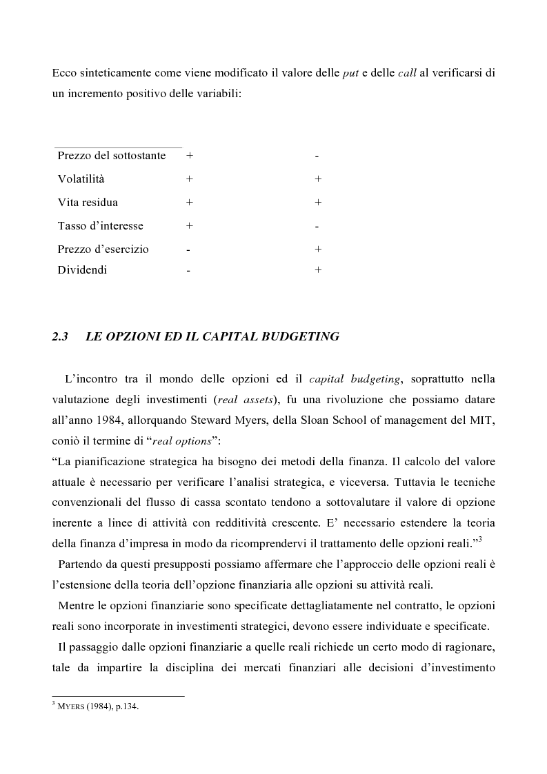 Anteprima della tesi: Le opzioni reali nelle problematiche di gestione, Pagina 5