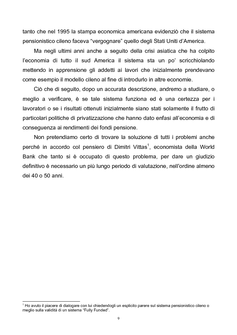 Anteprima della tesi: La riforma del sistema pensionistico cileno ed i risultati di gestione dei fondi pensione, Pagina 2