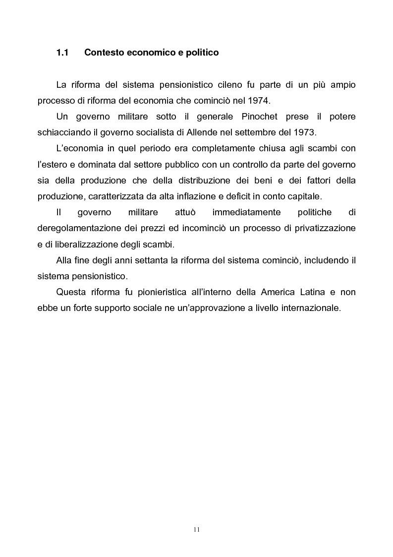 Anteprima della tesi: La riforma del sistema pensionistico cileno ed i risultati di gestione dei fondi pensione, Pagina 4