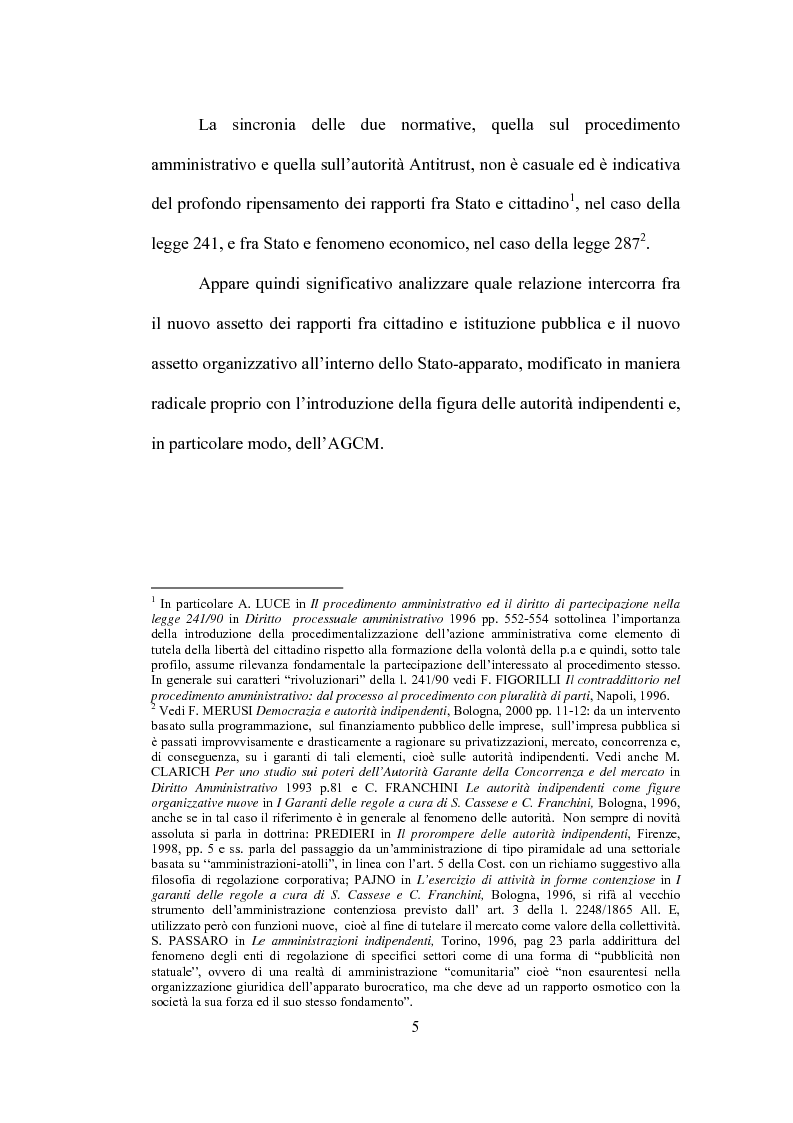 Anteprima della tesi: La partecipazione al procedimento in materia antitrust davanti all'Autorità Garante della Concorrenza e del Mercato, Pagina 2