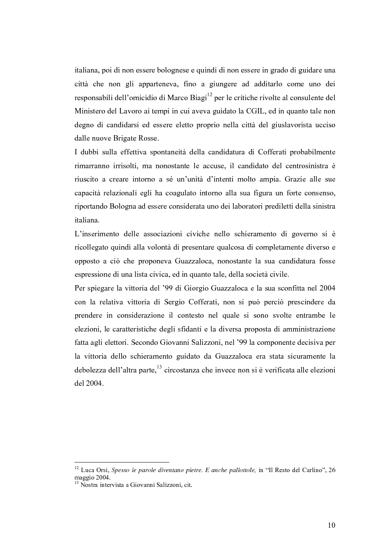 Anteprima della tesi: Le strategie comunicative nella campagna elettorale di Bologna 2004: Giorgio Guazzaloca e Sergio Cofferati a confronto, Pagina 10