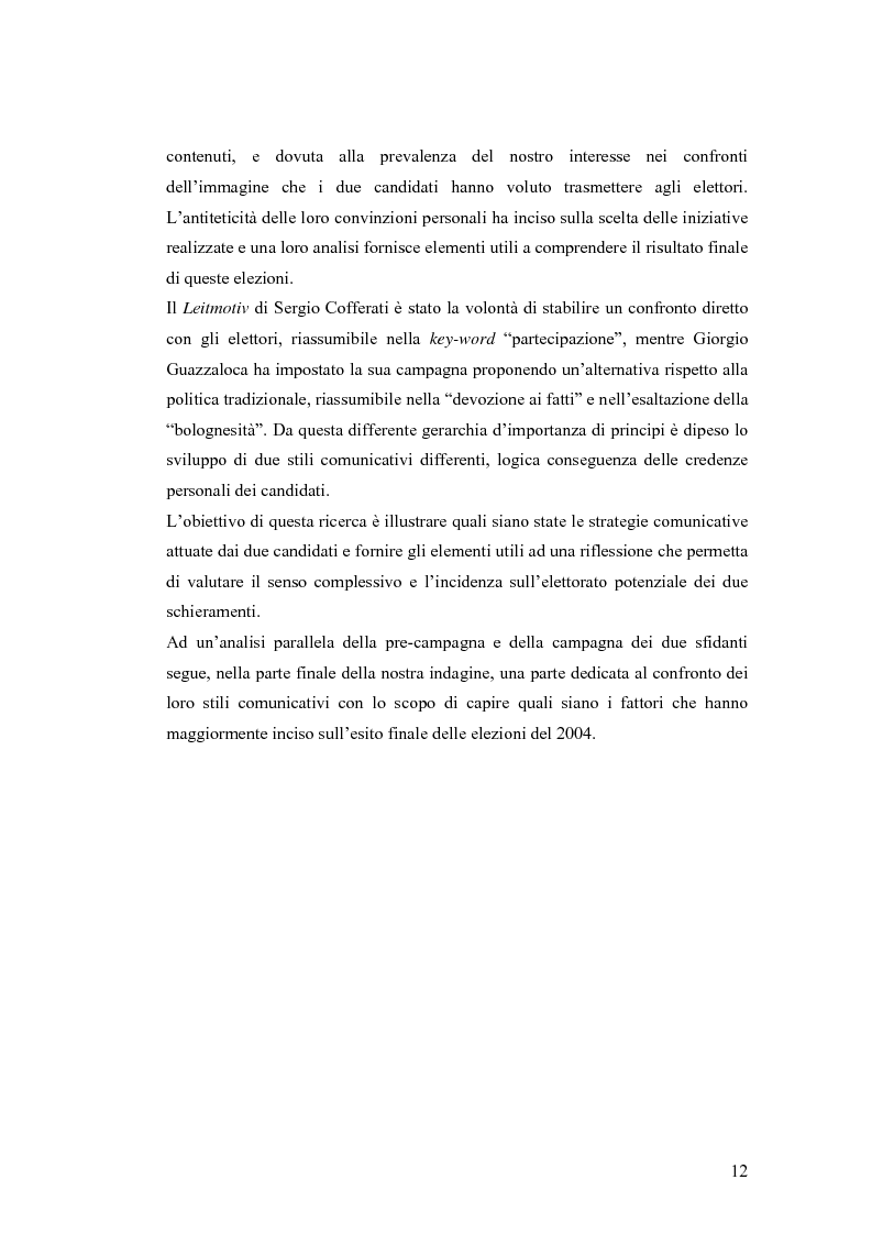 Anteprima della tesi: Le strategie comunicative nella campagna elettorale di Bologna 2004: Giorgio Guazzaloca e Sergio Cofferati a confronto, Pagina 12