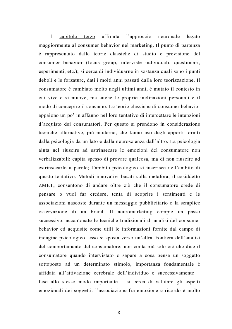 Anteprima della tesi: La neuroeconomia ed il neuromarketing: analisi, valutazioni ed applicazioni., Pagina 5