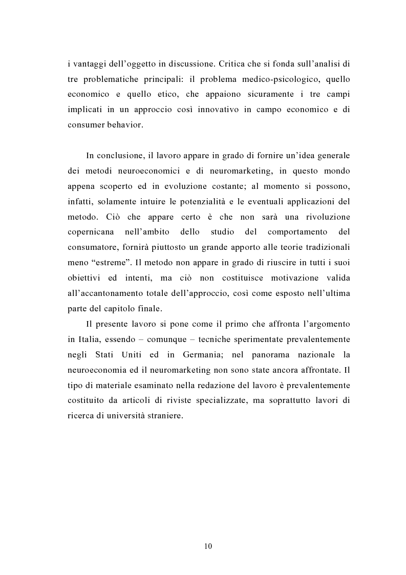 Anteprima della tesi: La neuroeconomia ed il neuromarketing: analisi, valutazioni ed applicazioni., Pagina 7