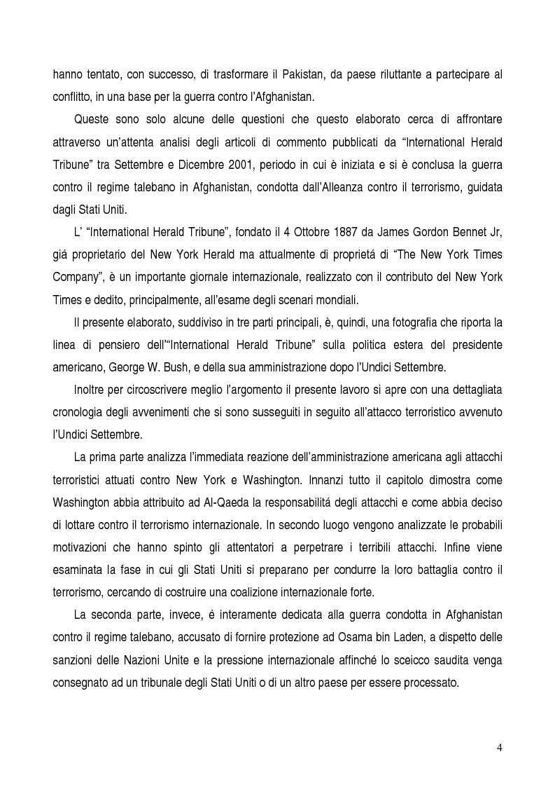Anteprima della tesi: Dopo l'Undici settembre. La politica estera di George W. Bush secondo L'International Herald Tribune, Pagina 3