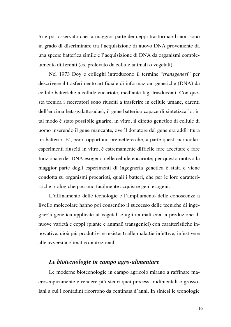 Anteprima della tesi: Il contributo delle biotecnologie avanzate in agricoltura: qualità, sicurezza e mercato degli Organismi Geneticamente Modificati, Pagina 11