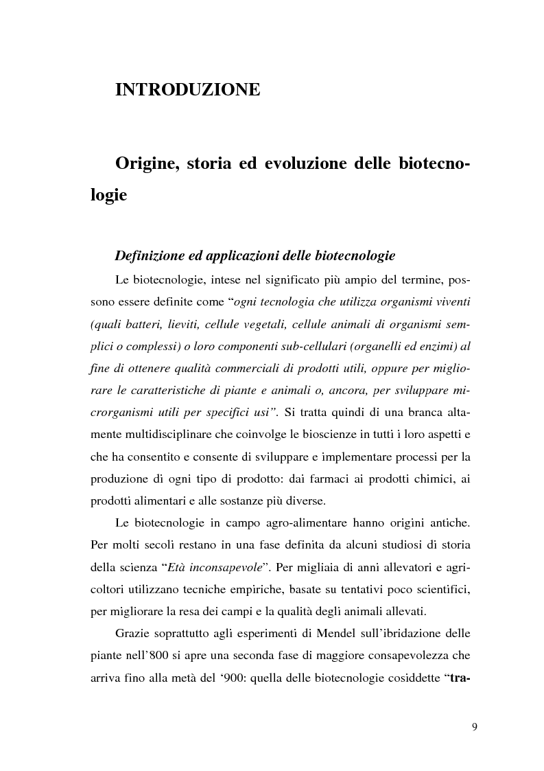 Anteprima della tesi: Il contributo delle biotecnologie avanzate in agricoltura: qualità, sicurezza e mercato degli Organismi Geneticamente Modificati, Pagina 4