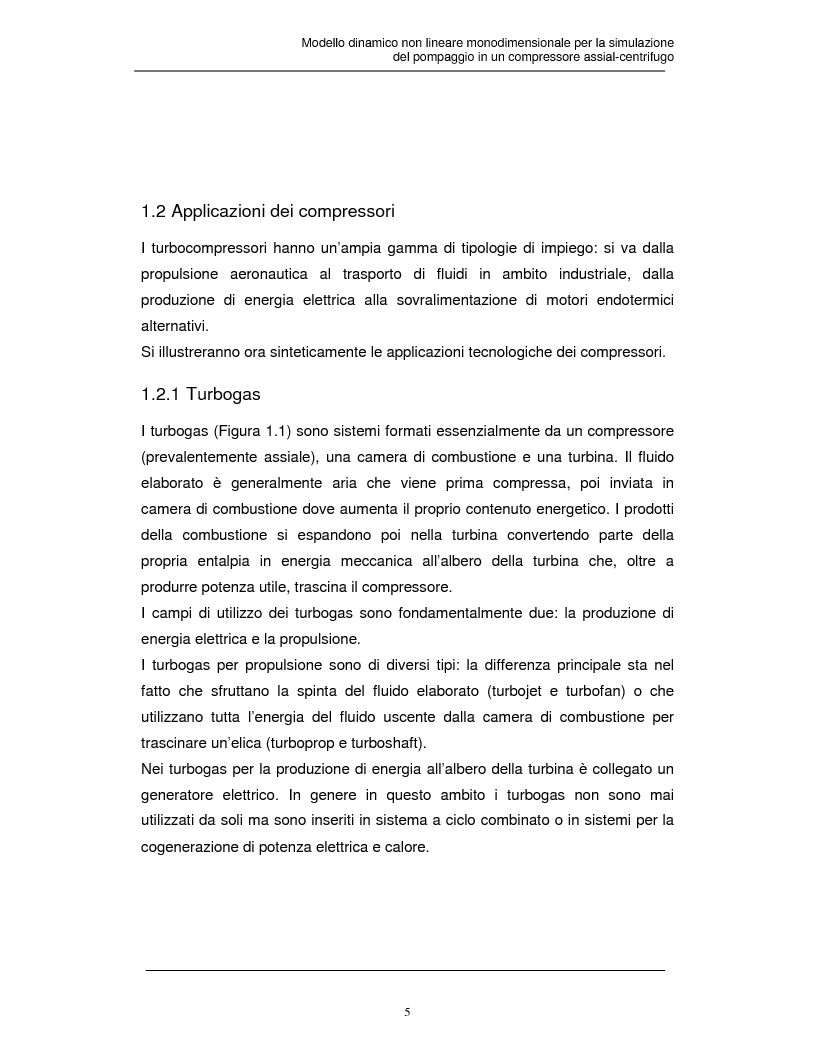 Anteprima della tesi: Modello dinamico non lineare per la simulazione del pompaggio in un compressore assial-centrifugo, Pagina 4